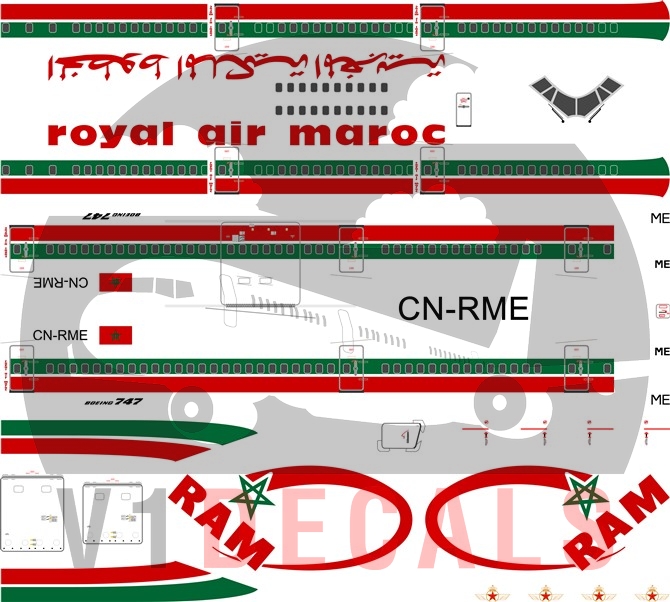Royal Air Maroc (RAM) -Boeing 747-200 Decal