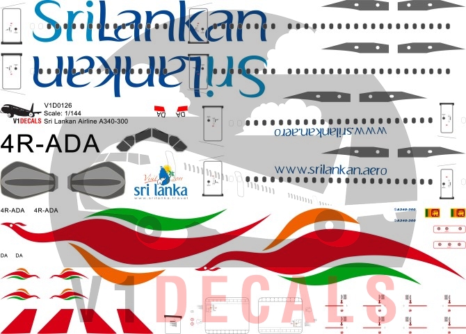 Sri Lankan Airlines -Airbus A340-300 Decal