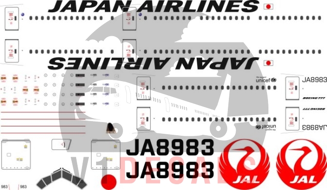 Japan Airlines (JAL) -Boeing 777-200 Decal