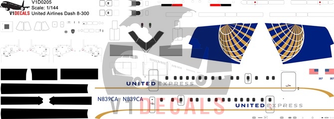 United Airlines -DeHavilland Dash 8-300 Decal