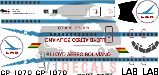 Lloyd Aereo Boliviano (LAB) --Boeing 727-100 Decal