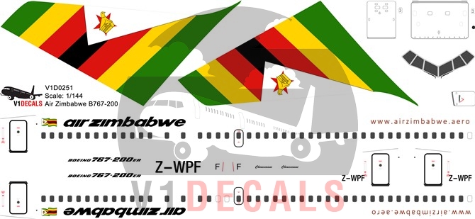 Air Zimbabwe -Boeing 767-200 Decal