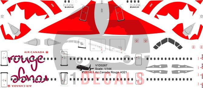 Air Canada Rouge Airbus A321 Decal
