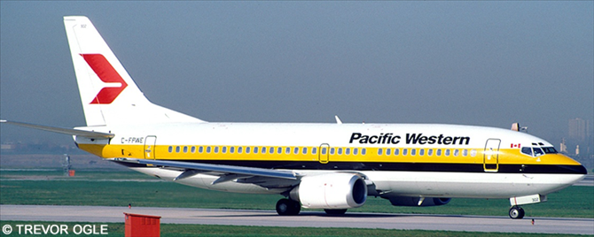 Pacific Western Airlines PWA, Monarch Airlines -Boeing 737-300 Decal