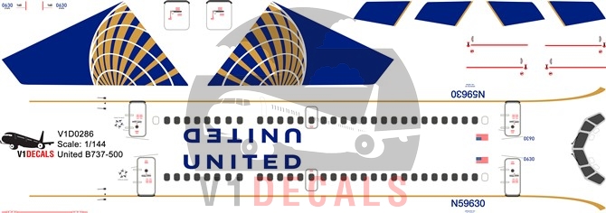 United Airlines --Boeing 737-500 Decal