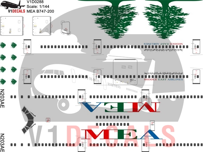 Middle East Airlines (MEA) -Boeing 747-200 Decal