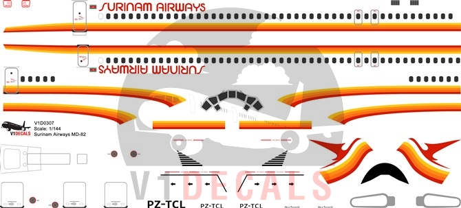 Surinam Airways McDonnell Douglas MD-80 Decal