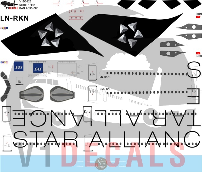 SAS Scandinavian Airlines, Star Alliance Various Airlines Airbus A330-300 Decal