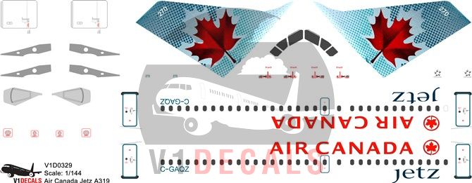 Air Canada Jetz Airbus A319 Decal