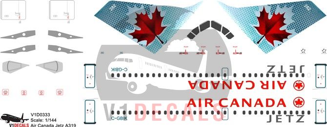 Air Canada Jetz Airbus A319 Decal