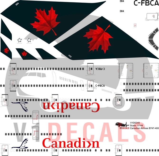 Canadian Airlines, Air Canada -Boeing 747-400 Decal