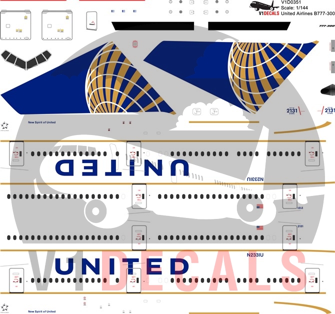 United Airlines Boeing 777-300 Decal