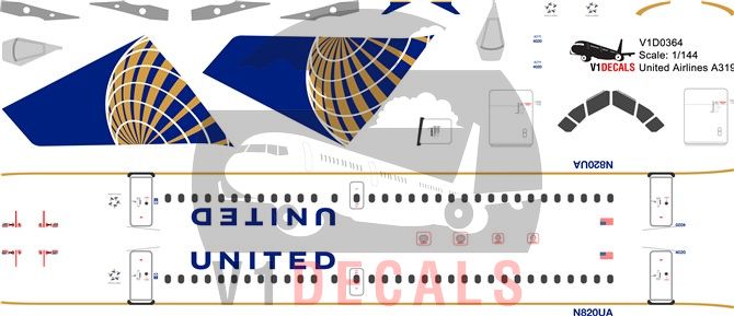 United Airlines Airbus A319 Decal