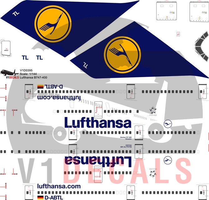 Lufthansa Boeing 747-400 Decal