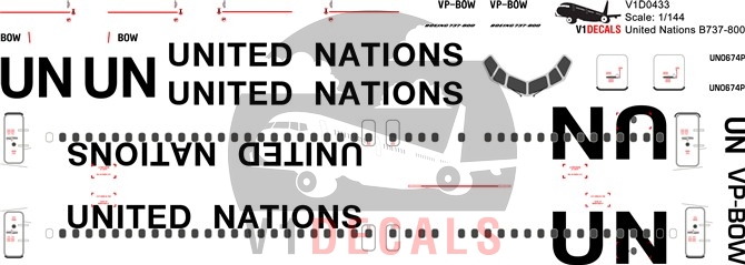 United Nations UN -Boeing 737-800 Decal