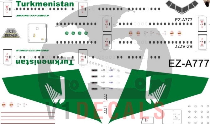 Turkmenistan -Boeing 777-200 Decal