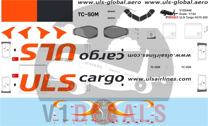 ULS Cargo Airbus A-300F pointerdog7 decals for Airfix 1/144 kit 