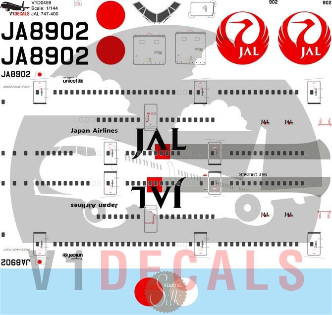 Japan Airlines JAL Boeing 747-400 Decal