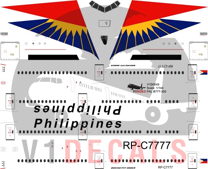 Philippines Airlines PAL Boeing 777-300 Decal