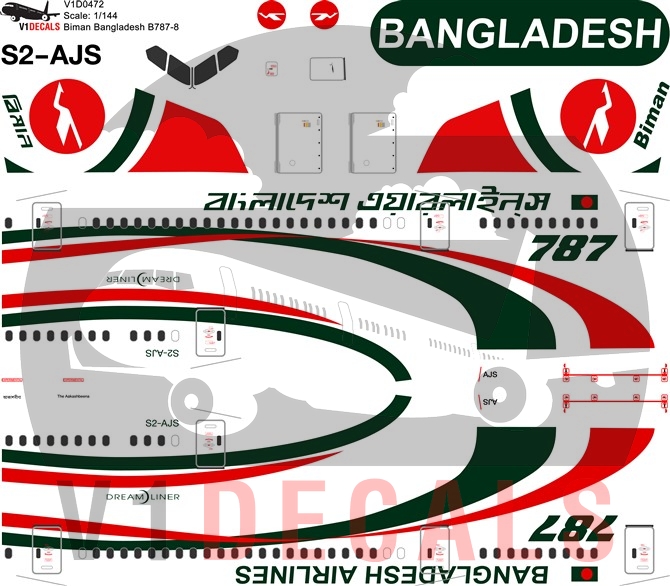 Biman Bangladesh -Boeing 787-8 Decal
