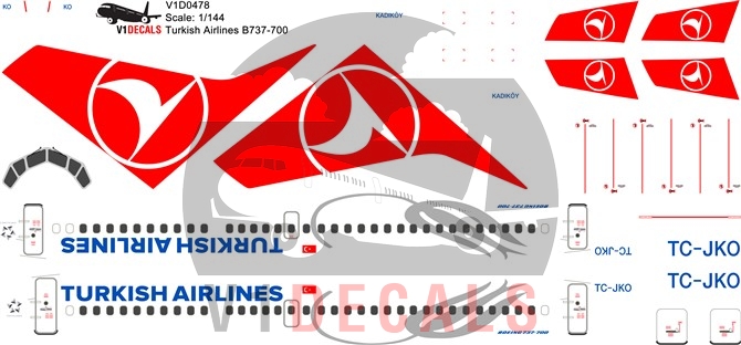 Turkish Airlines -Boeing 737-700 Decal