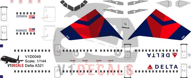 Delta Airlines Airbus A321 Decal