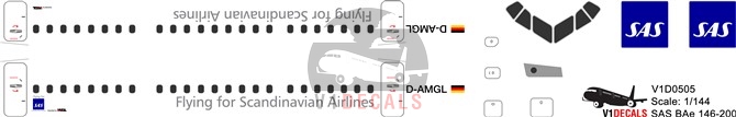 SAS Scandinavian Airlines, WDL Aviation -BAe 146-200 - Avro RJ-85 Decal