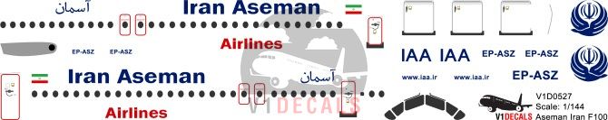 Aseman Iran Airlines Fokker F-100 Decal