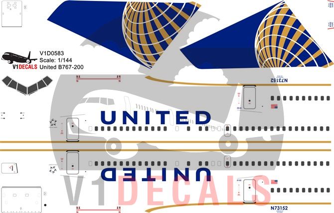 United Airlines Boeing 767-200 Decal