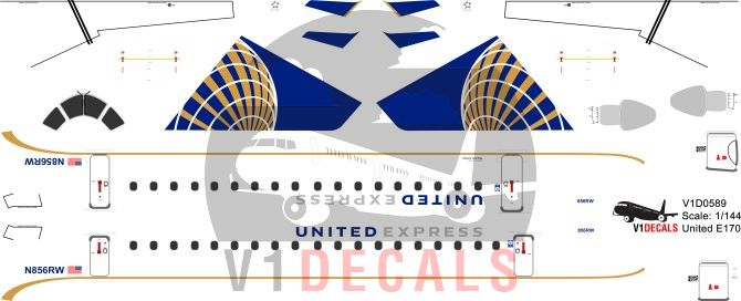 United Airlines -Embraer E170 Decal