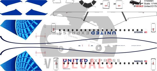 United Airlines -Embraer E175 Decal