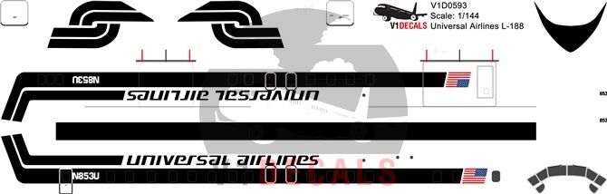 Universal Airlines Lockheed L-188 Electra Decal Universal Airlines Lockheed L-188 Electra Decal