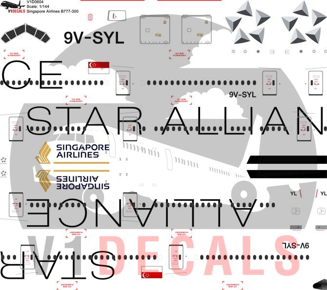Singapore Airlines, Star Alliance Various Airlines Boeing 777-300 Decal