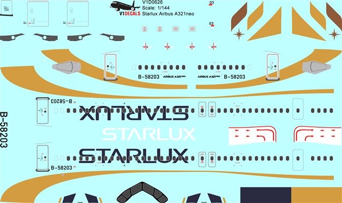 Starlux Airbus A321neo Decal