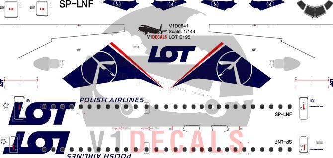 LOT Polish Airlines Embraer E195 Decal