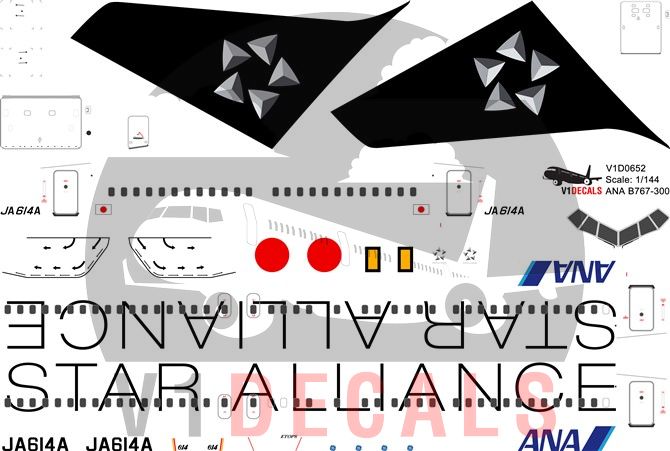 ANA All Nippon Airways, Star Alliance Various Airlines Boeing 767-300 Decal