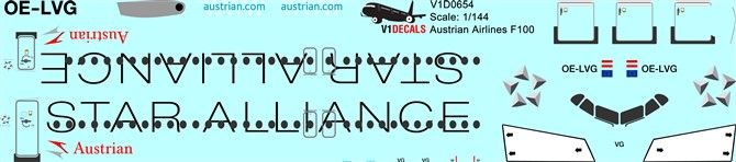 Austrian Airlines, Star Alliance Various Airlines Fokker F-100 Decal