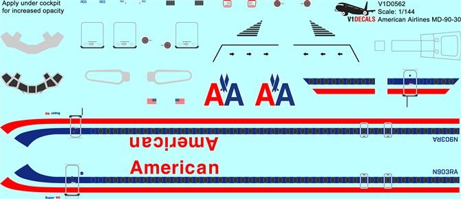 American Airlines McDonnell Douglas MD-90 Decal