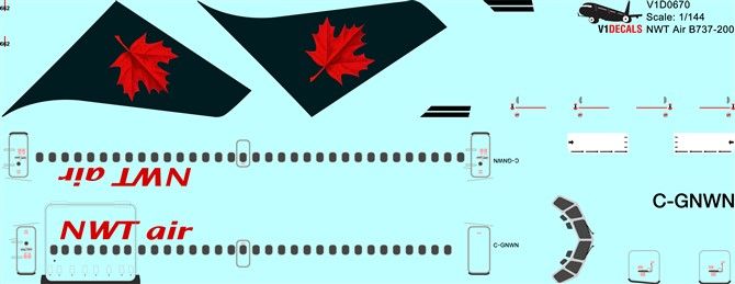 NWT Air Northwest Territorial, Air Canada Boeing 737-200 Decal NWT Air Northwest Territorial, Air Canada Boeing 737-200 Decal