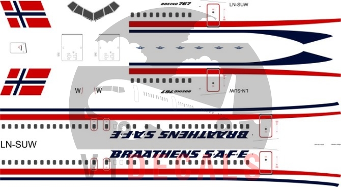 Braathens Safe -Boeing 767-200 Decal