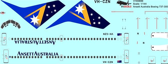 Ansett Australia Boeing 737-300 Decal