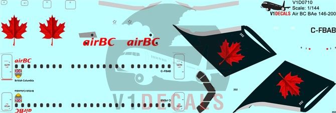 Air BC, Air Canada BAe 146-200 - Avro RJ-85 Decal