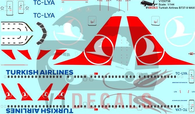 Turkish Airlines Boeing 737-9 MAX Decal
