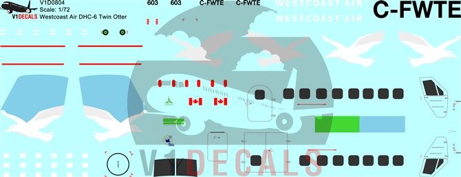 Westcoast Air DeHavilland DHC-6 Twin Otter Decal Westcoast Air DeHavilland DHC-6 Twin Otter Decal