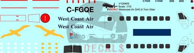 Westcoast Air DeHavilland DHC-6 Twin Otter Decal Westcoast Air DeHavilland DHC-6 Twin Otter Decal
