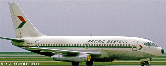 Pacific Western Airlines PWA Boeing 737-200 Decal Pacific Western Airlines PWA Boeing 737-200 Decal