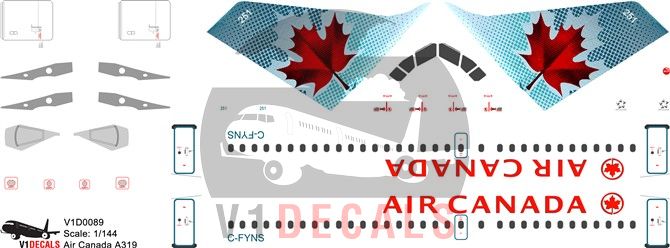 Air Canada Airbus A319 Decal