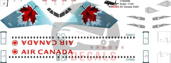 Details about   V1 Decals Airbus A320 Air Canada for 1/144 Revell Model Airplane Kit V1D0165 