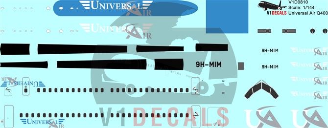 Universal Air Bombardier Dash 8-Q400 Decal Universal Air Bombardier Dash 8-Q400 Decal