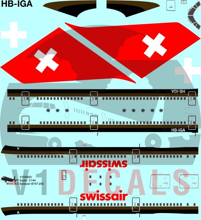 Swissair Boeing 747-200 Decal